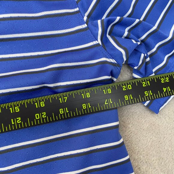 Nike Mens Golf Polo Shirt Small Striped Dri-Fit Pullover Activewear Casual Blue - Picture 5 of 12